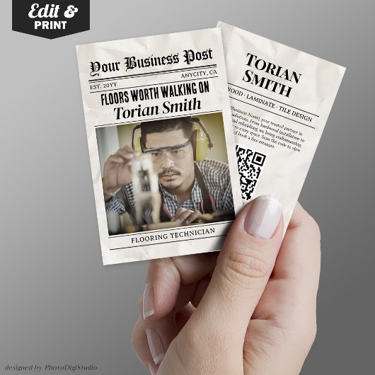 新聞連絡床タイル工事請負業者 コーリングカード