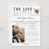 新聞風おしゃれ写真Save the Date ウェディング 招待状 (正面)