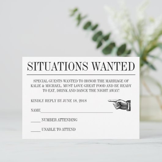 新聞風の結婚式返信カード 出欠カード (スタンド正面)