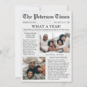 新聞風クリスマスカード 6枚の写真で家族のホリデーを シーズンカード (正面)