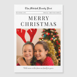 新聞風メリークリスマスマグネットホリデーカード