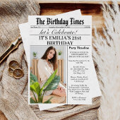 新聞風ユニークな21歳の誕生日パーティー 招待状