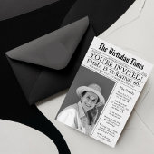 新聞風ユニークな80歳の誕生日フォトパーティー 招待状