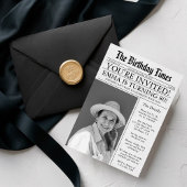 新聞風ユニークな80歳の誕生日フォトパーティー 招待状
