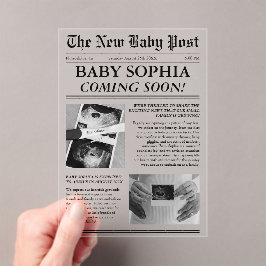 新聞風ユニークフォトエステティックベビーシャワー アクリル招待状