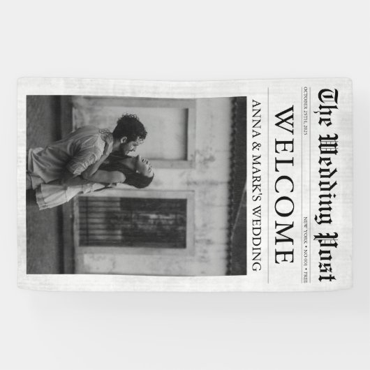 新聞風ユニーク ファン フォト ウェディング ウェルカム サイン 横断幕 (横)