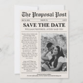 新聞風ユニーク フォト 記念日保存 招待状 (正面)