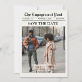 新聞風ユニーク フォト Save the Date ウェディング 招待状 (正面)
