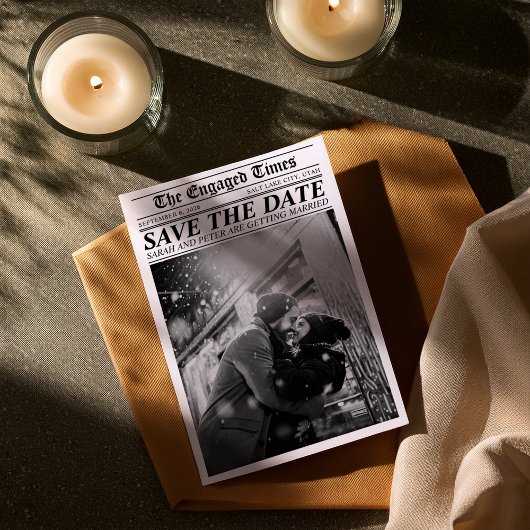 新聞風レトロユニーク・セーブ・ザ・デート セーブザデート