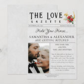 新聞風 現代の馬蹄 ユニークな写真 ウェディング セーブザデート (正面/裏面)