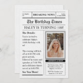 新聞100誕生日おもしろい雑誌カバー写真 招待状 (正面/裏面)