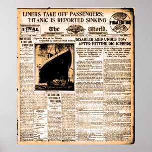 新聞4月15日の1912巨大な報告された沈降 ポスター