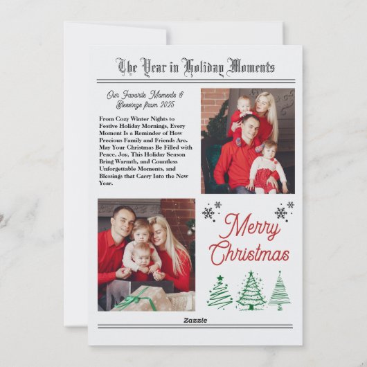 新聞 ファミリー フォト ニュースレター クリスマス (裏面)