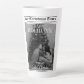 新聞 何年 ブラック ホワイト 写真 クリスマス カフェラテマグ (正面)