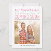 新聞|妊娠の発表|のピンク 案内状 (正面)