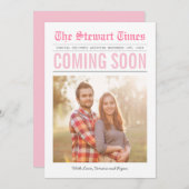 新聞|妊娠の発表|のピンク 案内状 (正面/裏面)