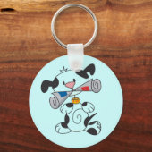 新聞Tシャツおよびギフトを持つ子犬 キーホルダー (正面)