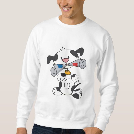 新聞Tシャツおよびギフトを持つ子犬 スウェットシャツ (正面)