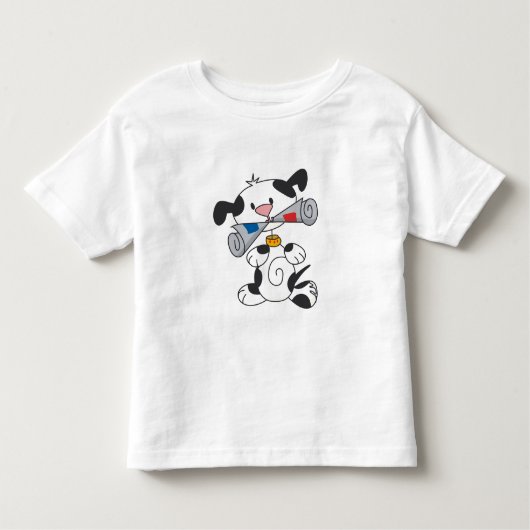 新聞Tシャツおよびギフトを持つ子犬 トドラーTシャツ (正面)