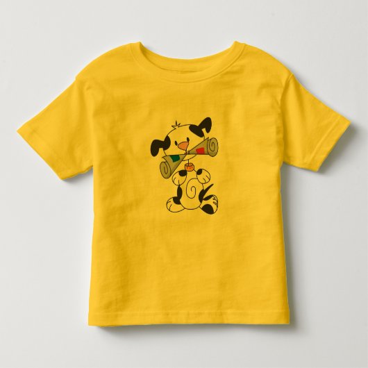新聞Tシャツおよびギフトを持つ子犬 トドラーTシャツ (正面)
