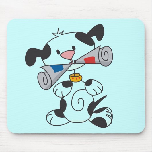新聞Tシャツおよびギフトを持つ子犬 マウスパッド (正面)