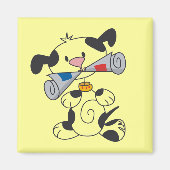 新聞Tシャツおよびギフトを持つ子犬 マグネット (正面)