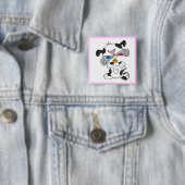 新聞Tシャツおよびギフトを持つ子犬 缶バッジ (インサイチュ)