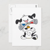 新聞Tシャツとギフトを着たワンちゃん ポストカード (正面/裏面)