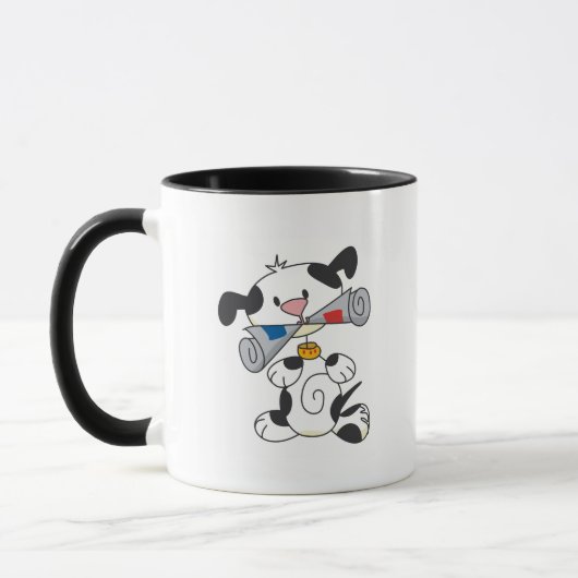 新聞Tシャツとギフトを着たワンちゃん マグカップ (左)