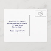 新航海のしい住所ネイビーとホワイトといかり 案内ポストカード (裏面)