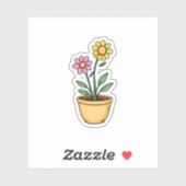 新芽最高傑作:かわいい花のポットスケッチ シール (シート)