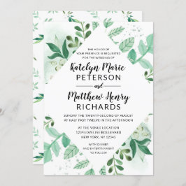 新葉植物水彩ダイヤモンド結婚ズ 招待状