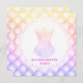 新規なスパークルピンクのコルセットかわいらしダイヤモンドレース 招待状 (正面/裏面)