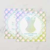 新規なスパークルブルーグリーンコレットダイヤかわいらしンレース 招待状 (正面/裏面)