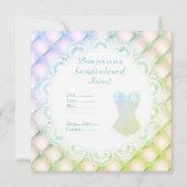 新規なスパークルブルーグリーンコレットダイヤかわいらしンレース 招待状 (裏面)