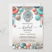 新規アクアサンドワーク積み重ねシーガラスブライダルシャワー 招待状 (正面)