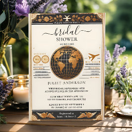 新規アドベンチャーパスポートボーディングパスブライダルシャワー 招待状