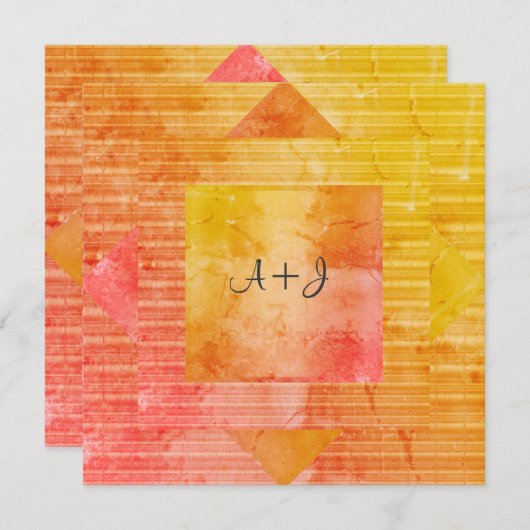 新規イエロー素朴オレンジ結婚式招待状 招待状 (正面/裏面)