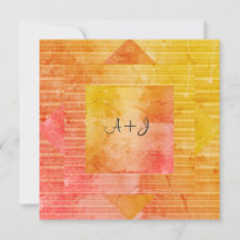 新規イエロー素朴オレンジ結婚式招待状