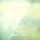 【新規オープン】| 営業時間 ロゴ 白 ウィンドウサイン (シート3)