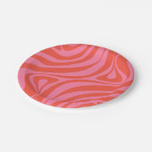 新規グルーブレトロ抽象芸術パターンHot Pink ペーパープレート (アングル)