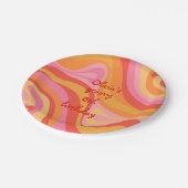 新規グルーブレトロ抽象芸術ピンクオレンジパーソナライズされた ペーパープレート (アングル)