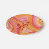 新規グルーブレトロ抽象芸術ピンクオレンジ誕生日 ペーパープレート (アングル)