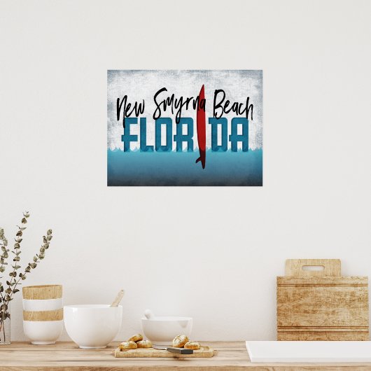 新規スミルナビーチフロリダサーフボードサーフィン ポスター (キッチン)