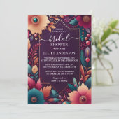 新規ソフトティール（緑がかった色）秋はっきりしたジュエルトーンブライダルシャワー 招待状 (スタンド正面)