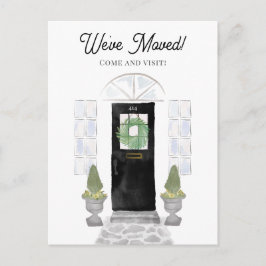 新規ホーム引っ越しましたウォーターカラーブラックドア ポストカード
