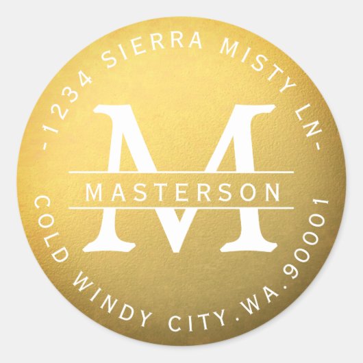 新規モノグラム金ゴールド循環差出人住所 ラウンドシール (正面)
