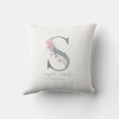 新規モノグラムS赤面ピンク水彩フローラ クッション (裏面)