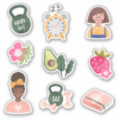 新規ユーザー |新年の決意の例証ガーリー シール (正面)