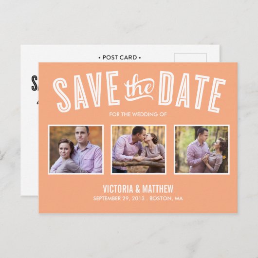 新規レトロ | セーブ・ザ・デート案内 案内ポストカード (正面/裏面)